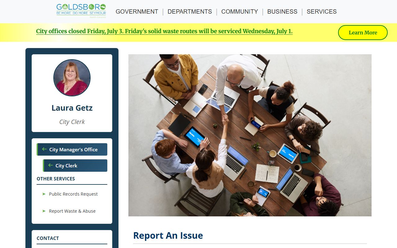 Goldsboro phone directory report an issue service page