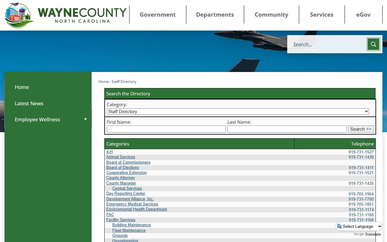 Goldsboro phone directory Wayne County staff directory